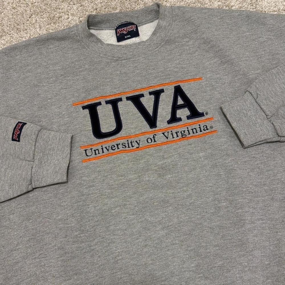 Vintage Jansport UVA University of Virginia Crewneck Sweatshirt | Gray |‎ XXL